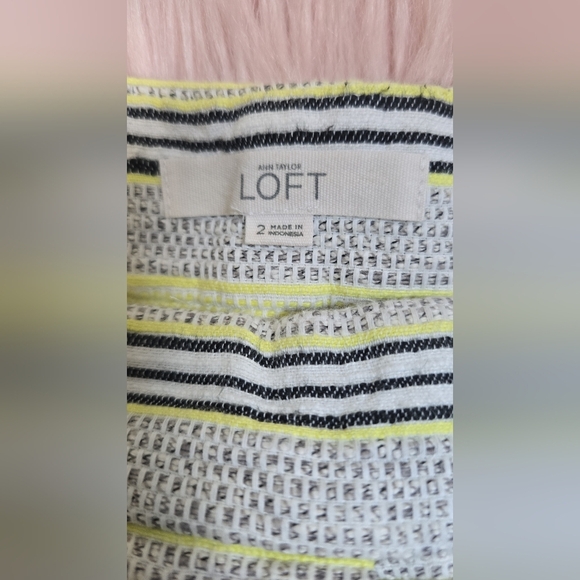 LOFT Yellow and White Bermuda Shorts with Striped Pattern - Picture 4 of 5
